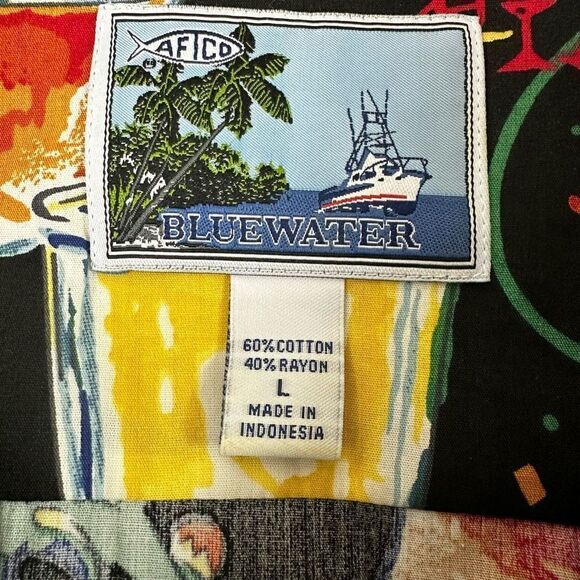 Aftco Bluewater Men's L Button Up Party Shirt Multicolor Margarita Madness - Picture 7 of 10